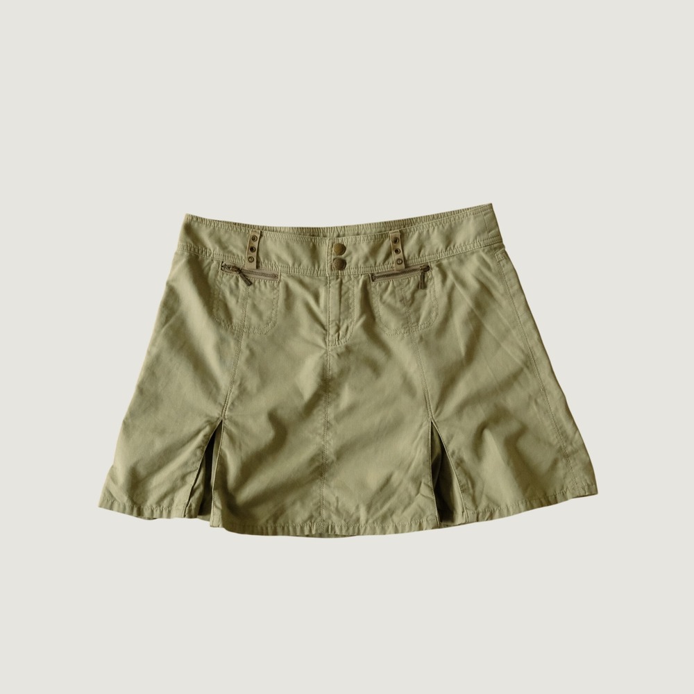 DKNY Jeans Skirt Utility Cargo Ripstop Olive Green Mini Skirt Size 10 Y2K Skirt